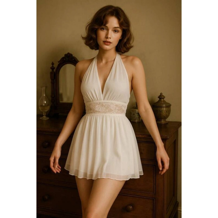 Dantel Detaylı Transparan Babydoll