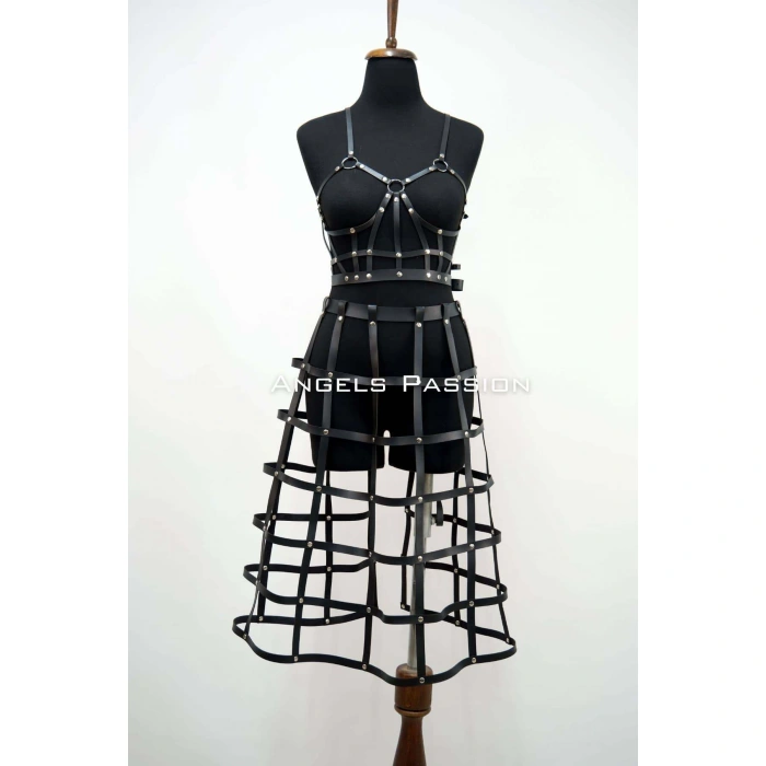 Deri Etek Ve Deri Göğüs Harness Takım, Cosplaywear - Brf1013