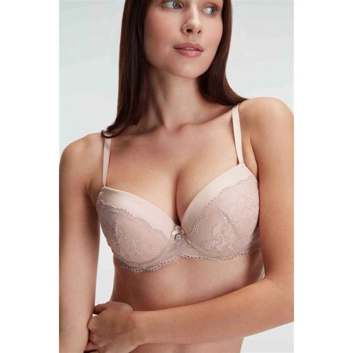 Destekli Balenli Kaplı Dantel Detaylı Sütyen Slip İç Çamaşırı Takımı