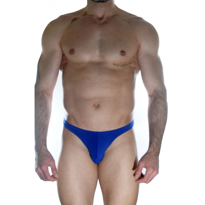 Erkek  Arkası Metalli Mavi Tanga Çamaşır