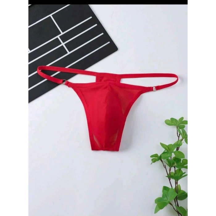 Erkek  Kırmızı Transparan Tanga İç Giyim