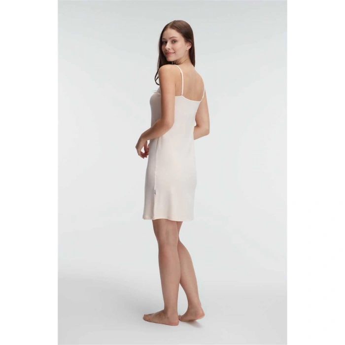 Günlük Ev Giyimi İp Askılı Bisiklet Yaka Kadın Viskon Düz Yazlık Örme Mini Gecelik