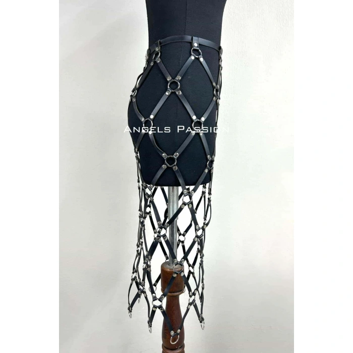 Harness Etek, Deri Örgü Harness Etek, Şık Tayt Üzeri Etek - Brf410