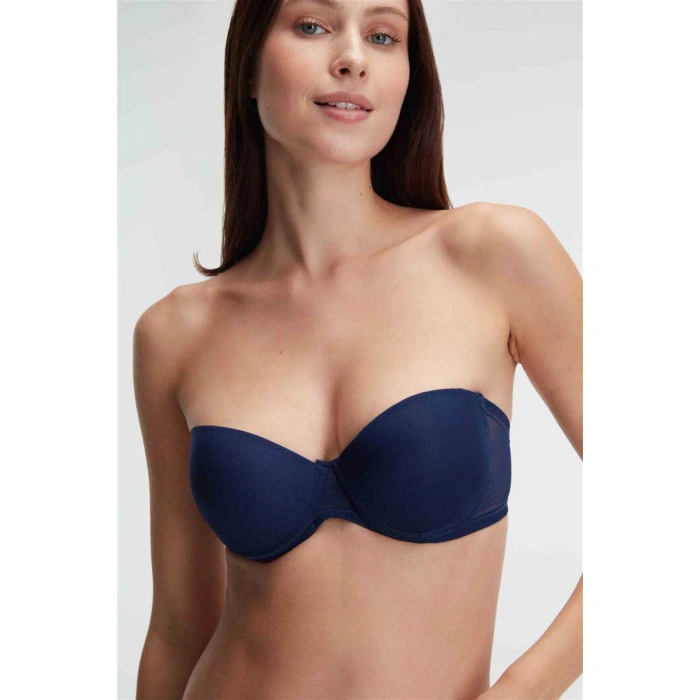 Kadın Balenli Destekli Dolgulu Askıları Çıkabilen Çıkabilen Yaka Aksesuarlı Sütyen Ve String Takım