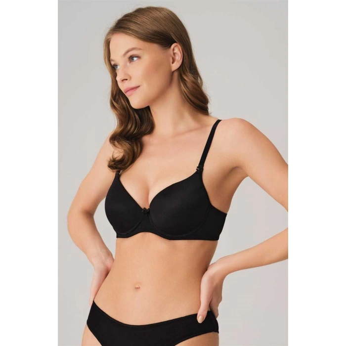 Kadın Balenli Destekli Dolgulu Askıları Çıkabilen Günlük Klasik T-shirt Sütyeni