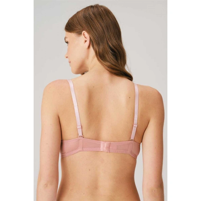 Kadın Balenli Destekli Dolgulu Askıları Çıkabilen Yaka Detaylı T-shirt Sütyeni