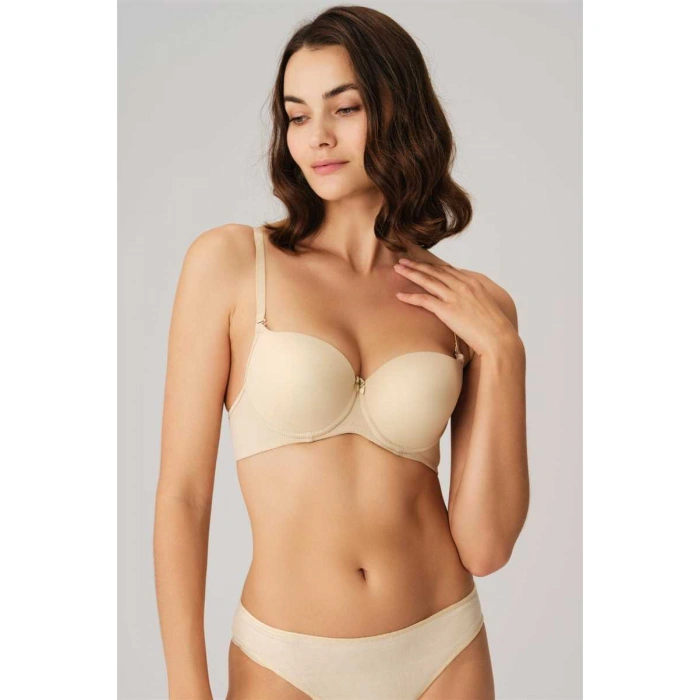 Kadın Balenli Desteksiz Dolgusuz Askıları Çıkabilen Günlük Klasik T-shirt Sütyeni (s)