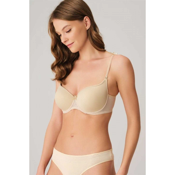 Kadın Balenli Desteksiz Dolgusuz Askıları Çıkabilen Yumuşak Süngerli Günlük Klasik T-shirt Sütyeni