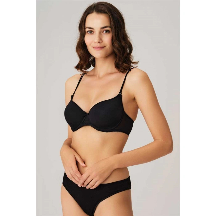 Kadın Balenli Desteksiz Dolgusuz Askıları Çıkabilen Yumuşak Süngerli Günlük Klasik T-shirt Sütyeni