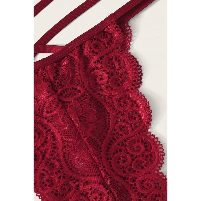 Kadın Bordo Dantel Sütyen Külot Takımı