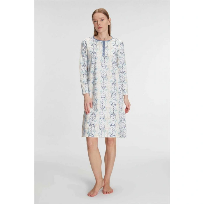 Kadın Pamuklu Uzun Kollu Gecelik