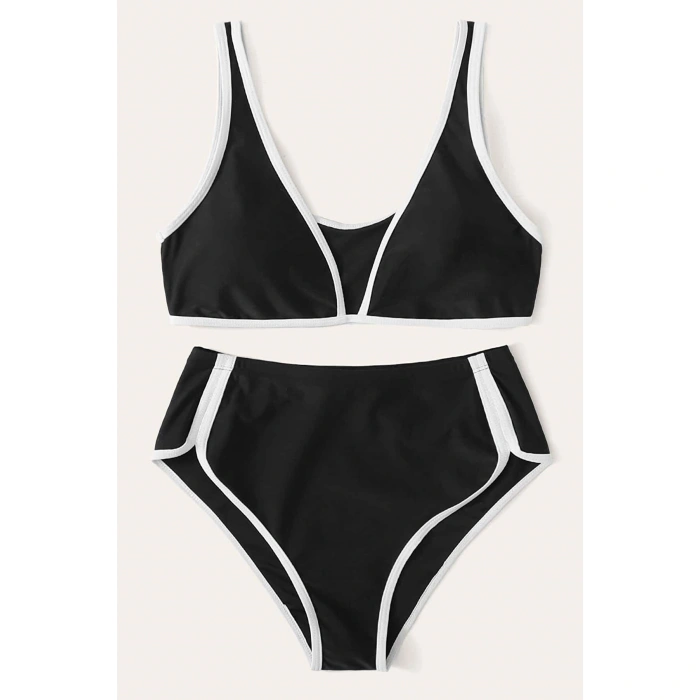 Kadın Siyah Pedli Yüksel Bel Sütyen Külot Takımı