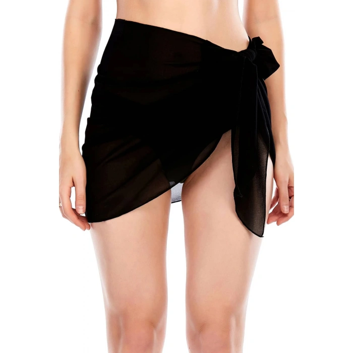 Kadın Siyah Transparan Belden Bağlamalı Pareo