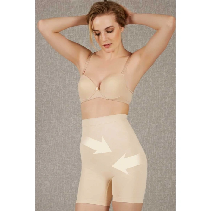 Kadın Toparlayıcı Bel İnceltici Dikişsiz Kısa Paçalı Yüksek Bel Sıkı Şort Korse
