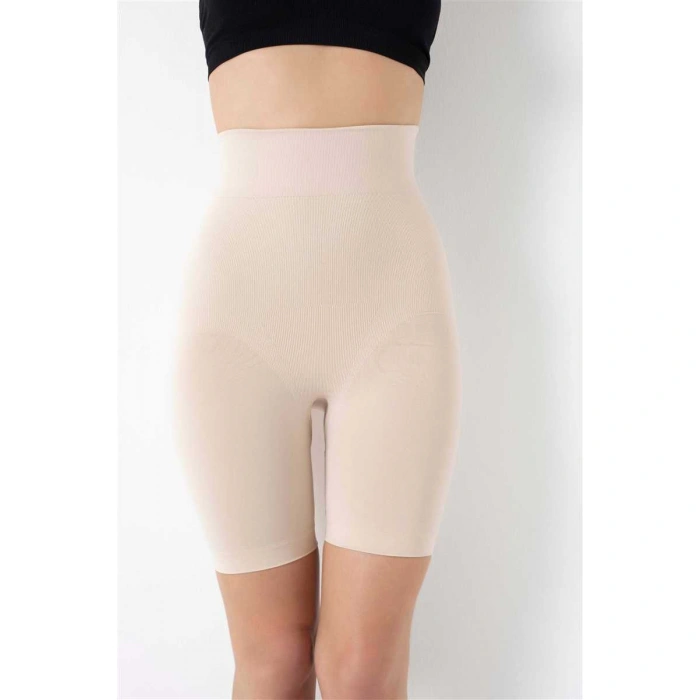 Kadın Toparlayıcı Bel Ve Bacak İnceltici Dikişsiz Yüksek Bel Kısa Paça Şort Korse (s)