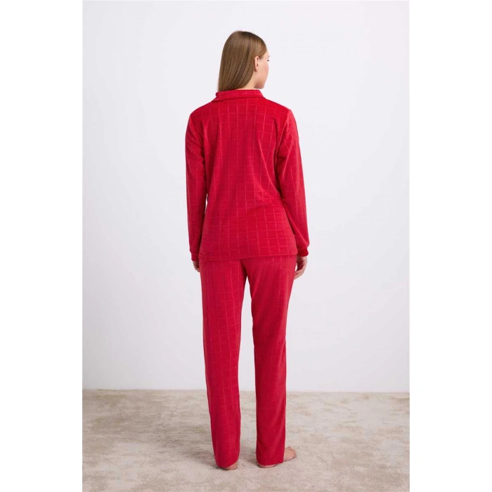 Kadın Uzun Kollu Fermuarlı Sweatshirt Ve Pantolon Takımı – Kadife Görünümlü Yumuşak Kumaş