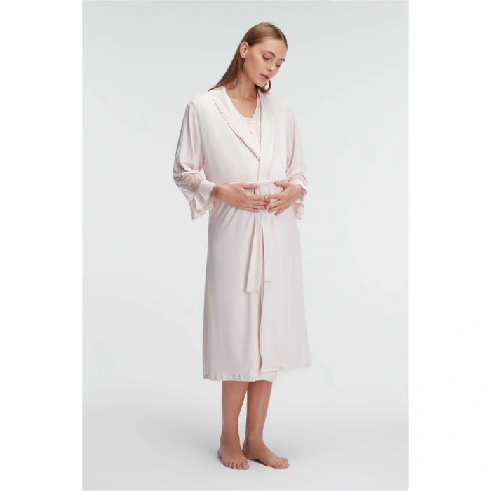 Kalın Askılı V Yaka Kadın Viskon Düz Yazlık Örme Normal Bel Hamile Gecelik Sabahlık