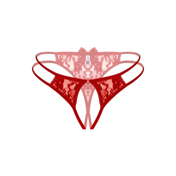 Kırmızı Dantelli Önü Açık Fantezi Külot