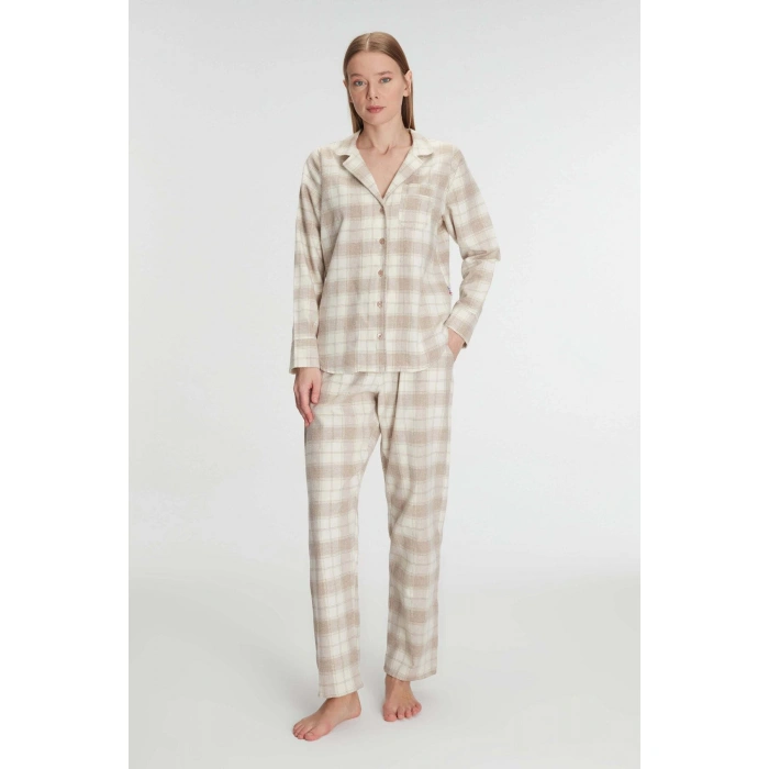 Pamuklu Uzun Kol Gömlek Pantolon Pijama Takımı