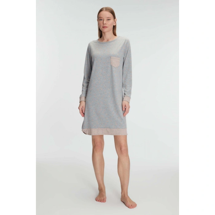 Pamuklu Uzun Kollu Gecelik