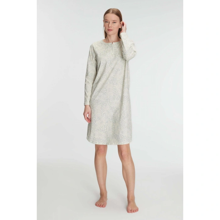 Pamuklu Uzun Kollu Gecelik