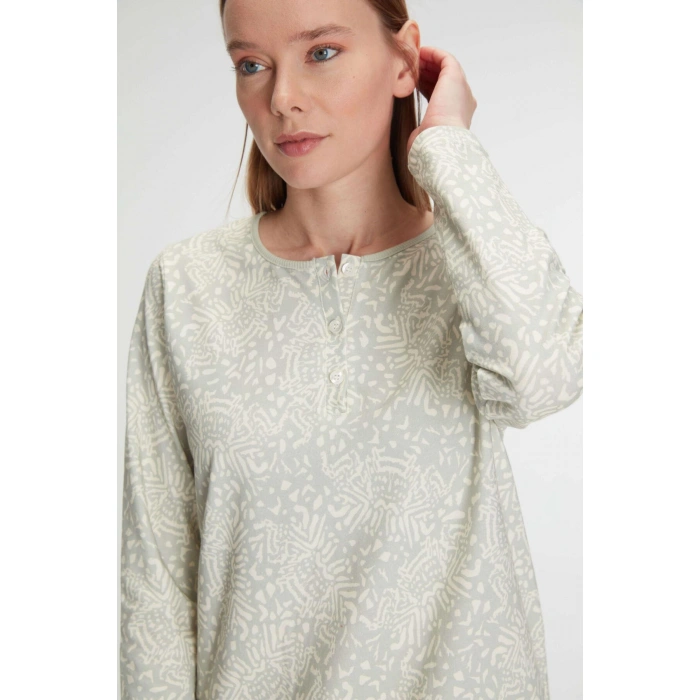 Pamuklu Uzun Kollu Gecelik