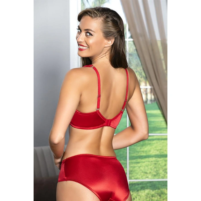 Saten Toparlayıcı Minimizer Sütyen Ve Yüksek Bel Slip Külot Takım Kırmızı (brf31521)