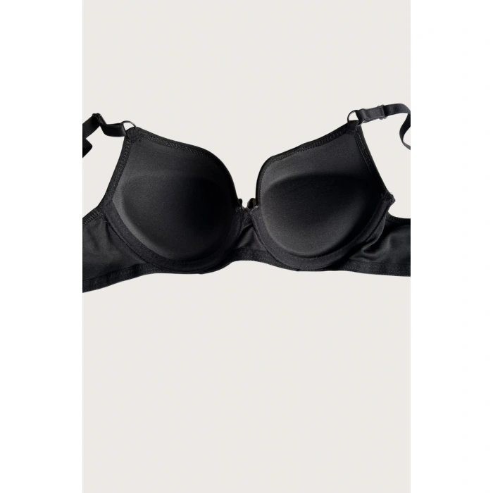 Siyah-beyaz 2li Mikro Kumaş Push Up Dolgulu Balenli Günlük Destekli Sütyen