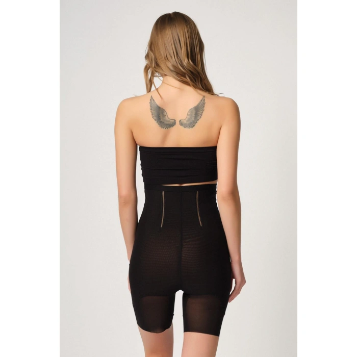 Siyah Mı Emay 2928 Ön Agraflı Tül Paçalı Lazer Korse