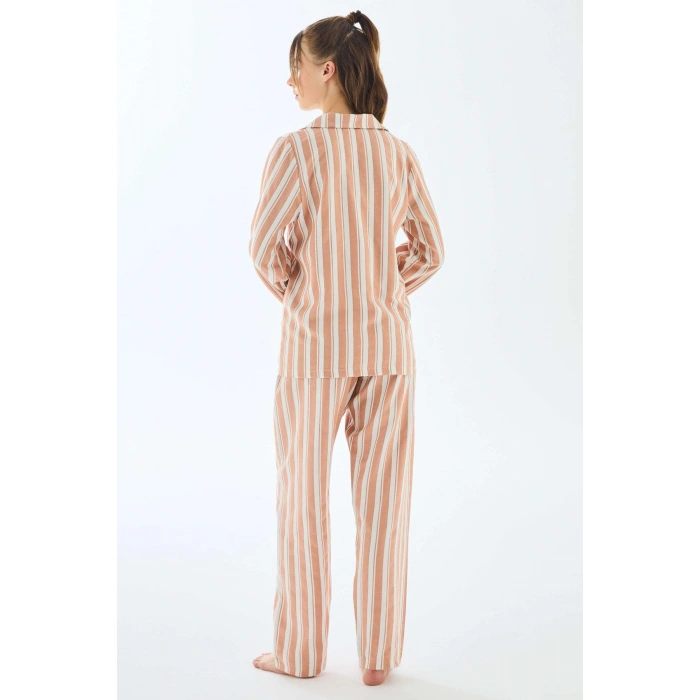 Viscose Çizgili Gömlek Pantolon Pijama Takımı