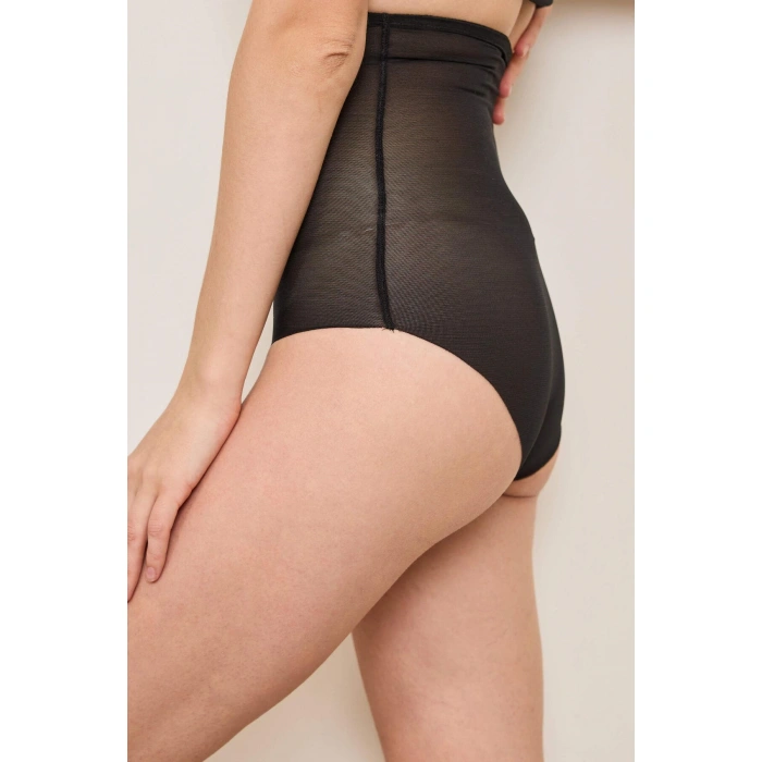 Yüksek Bel Sıkılaştırıcı Siyah Külot Korse