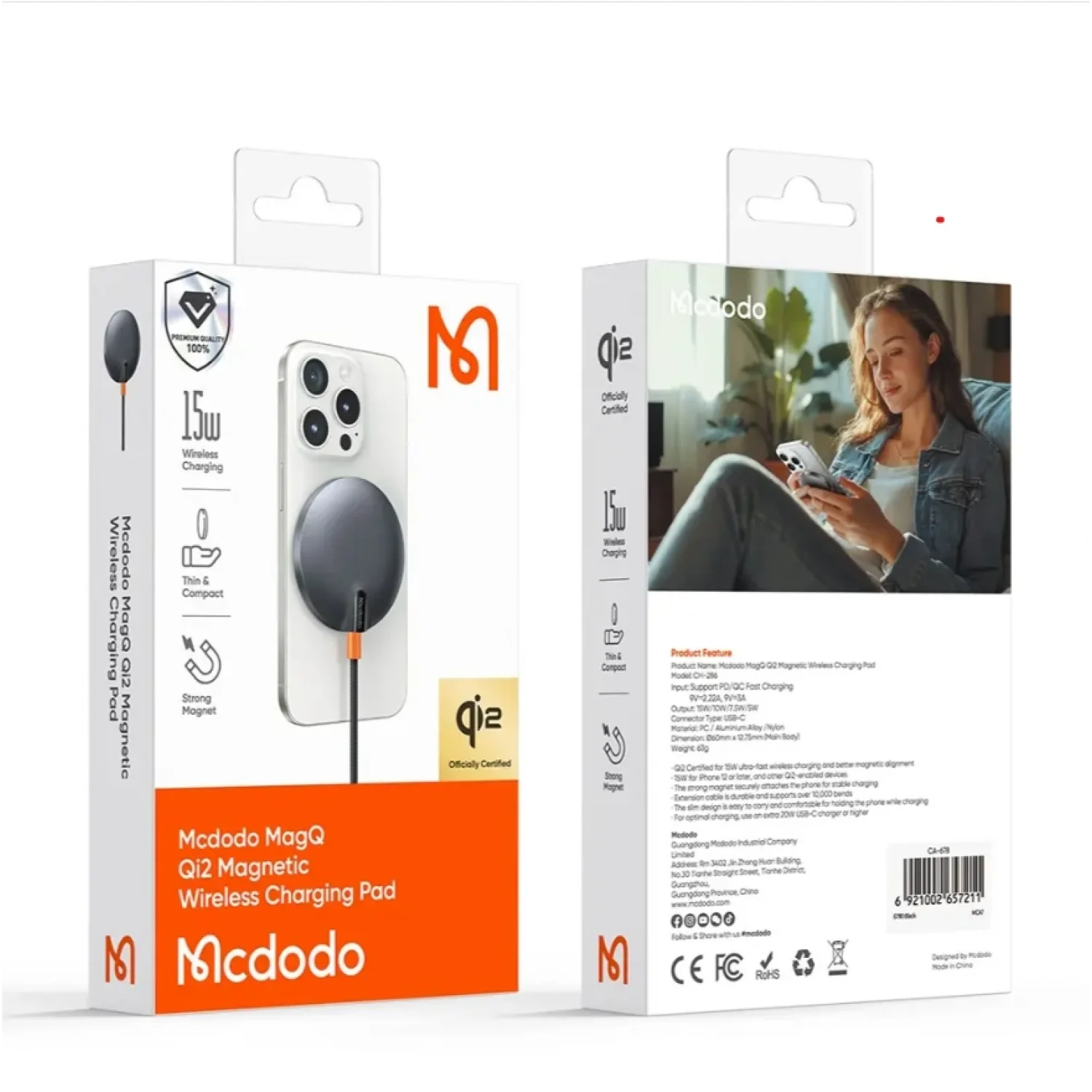 Mcdodo CH-2860 15W MagQ Qi2 Masaüstü kablosuz şarj cihazı-Gri