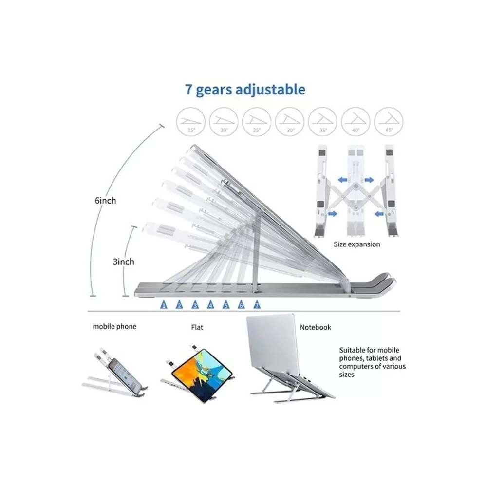ZR521 Alüminyum Portatif Laptop ve Tablet 7 Kademeli Macbook Bilgisayar Standı Metal Kaymaz