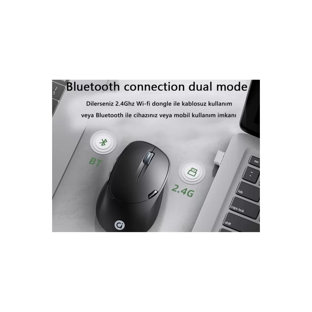 Ms012 Bluetooth & Wireless Kablosuz Şarjlı Mouse Siyah