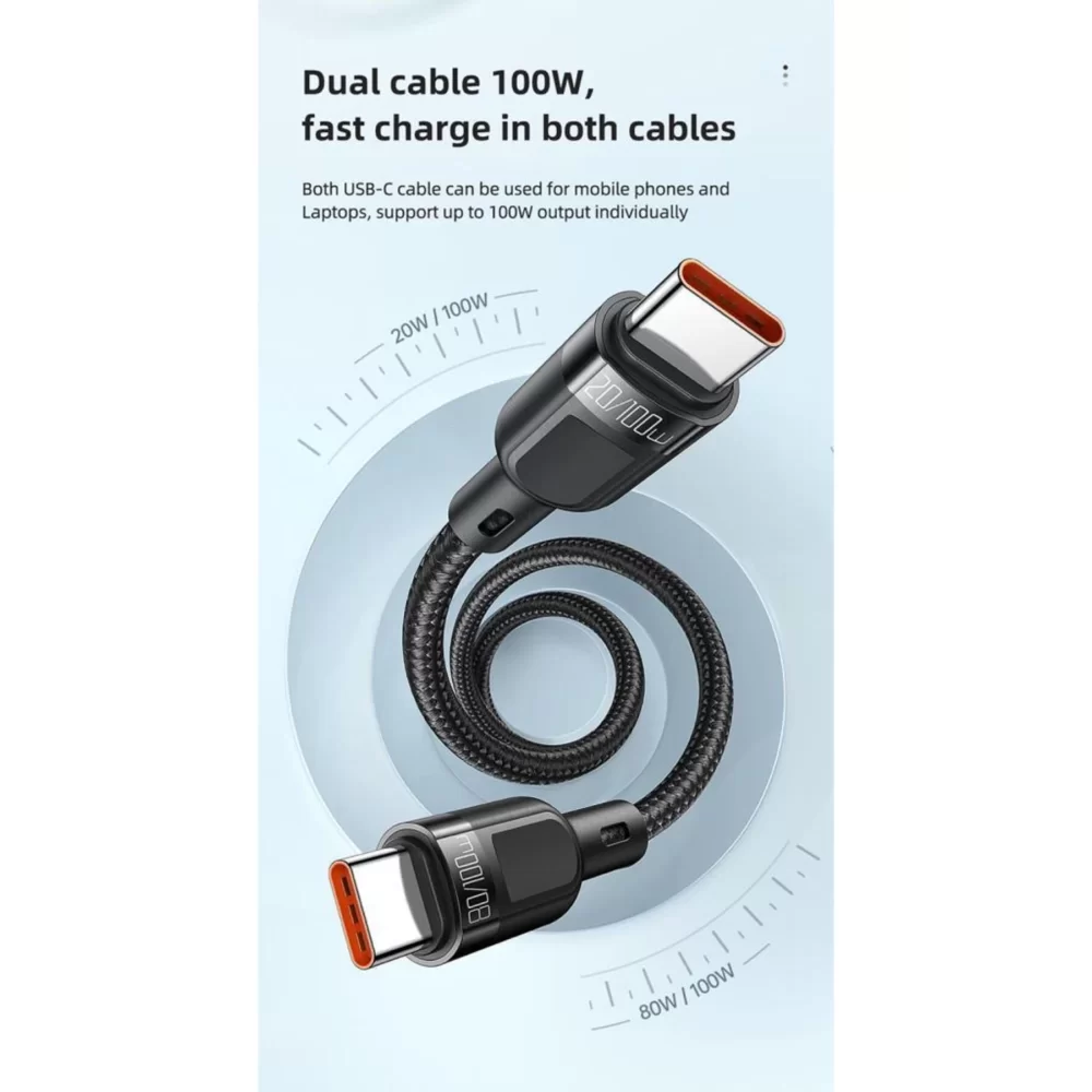 Ca-7470 2in1 100w Pd Type-c To Dual Type-c Data Ve Şarj Kablosu