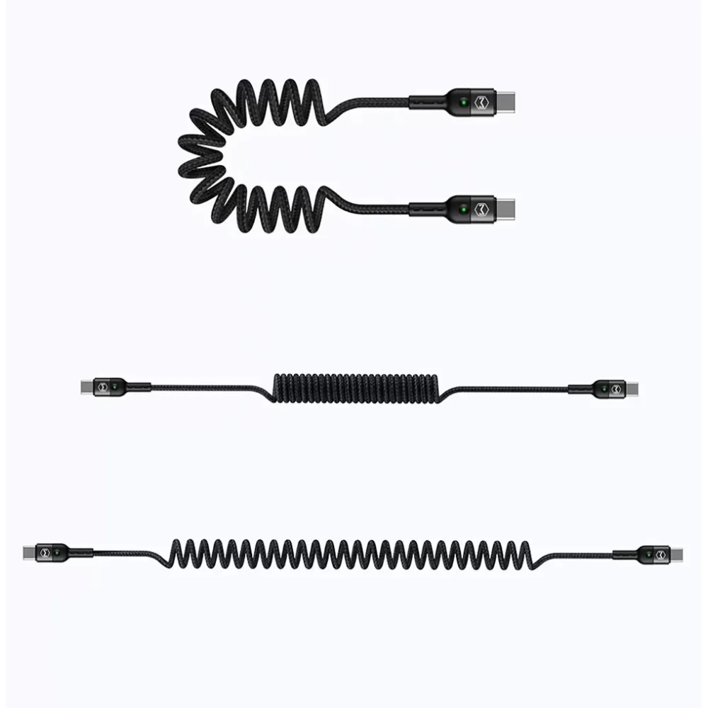 Mcdodo CA-7860 Type-C To Type-C Örgü Led Işıklı Data Sarj Kablosu 1.8m - Siyah