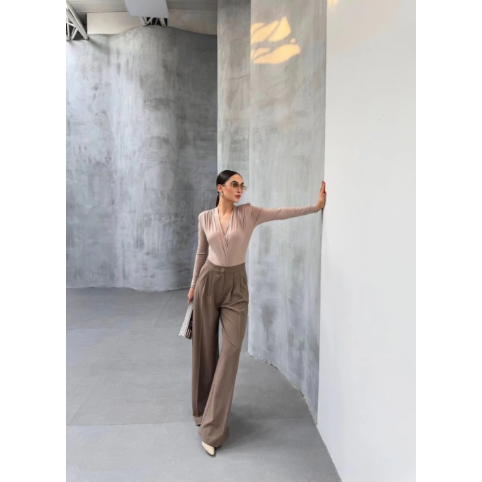 230 Gr Poly Viscose Full Lycra Pi̇leli̇ Palazzo Pantolon