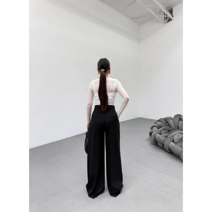 230 Gr Poly Viscose Full Lycra Pi̇leli̇ Palazzo Pantolon