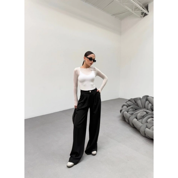 230 Gr Poly Viscose Full Lycra Pi̇leli̇ Palazzo Pantolon