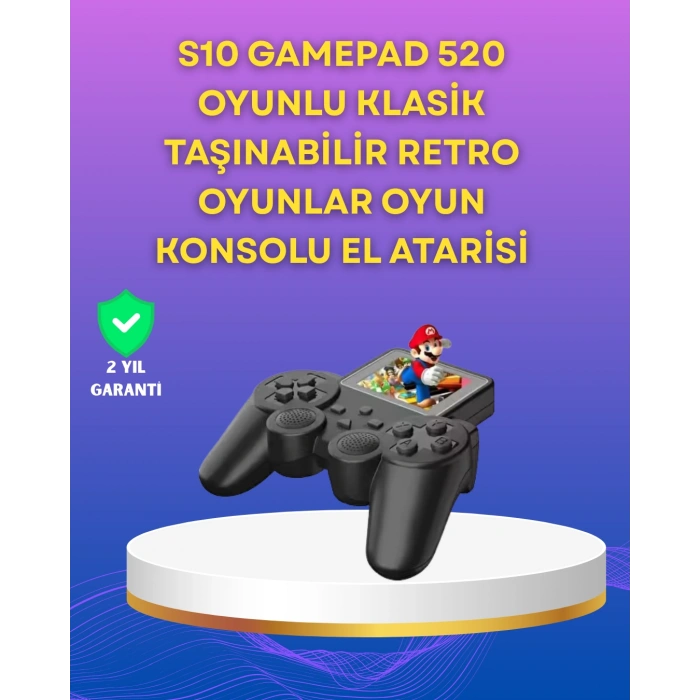 2.4 İnç Ekranlı 500 Oyunlu Taşınabilir Retro Oyun Konsolu, Şarjlı El Tipi Mini