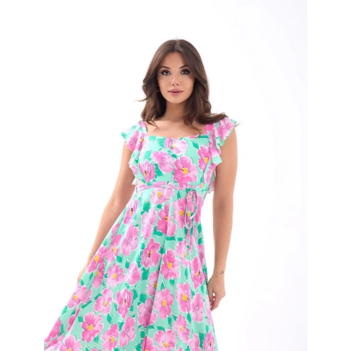 5370 ELBİSE-PEMBE GÜL DESEN