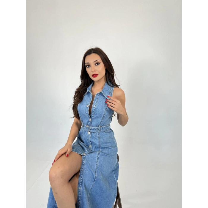 6969 KOT ELBİSE-MAVİ