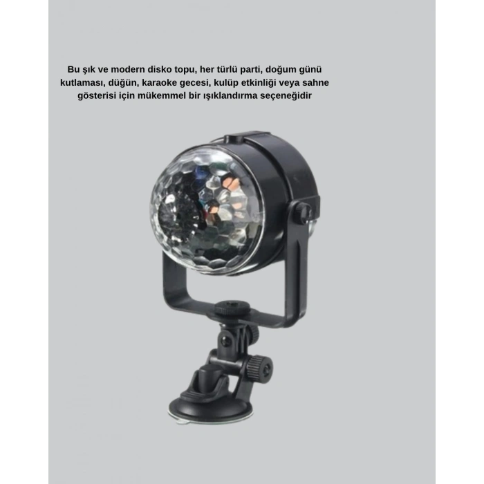 7 Renk Modlu Müzik Sensörlü Disko Topu – LED Işıklı Parti Aydınlatması