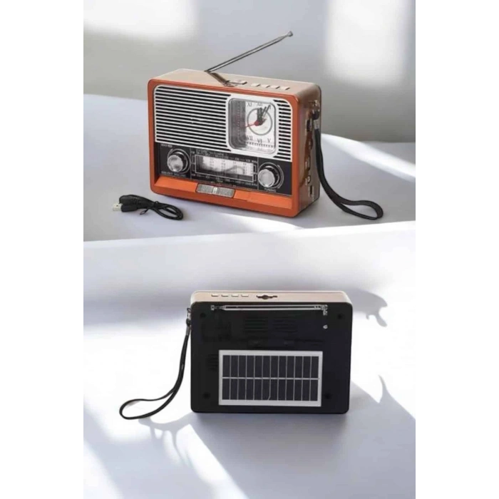 Ahşap Görünümlü Retro Bluetooth Radyo USB,AUX Ve SD Kart Girişli