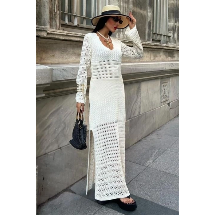 Ajur Detaylı İspanyol Kol Elbise 2840