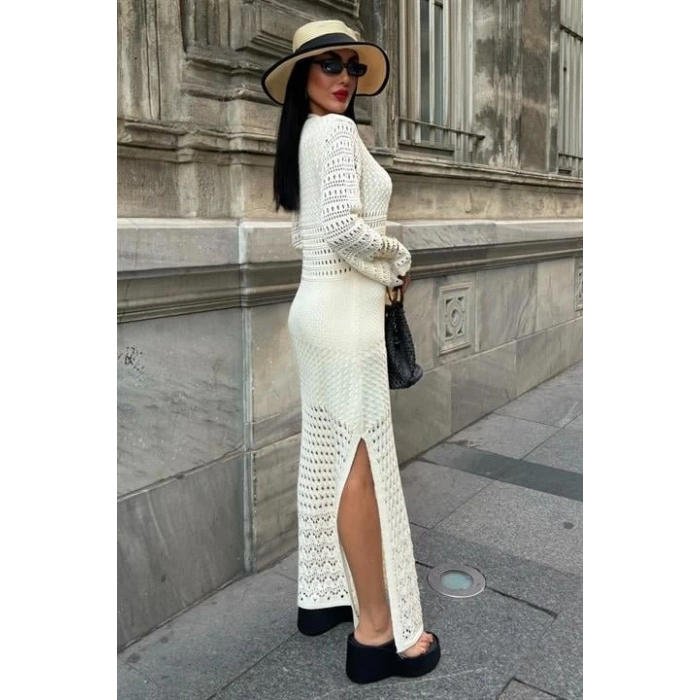 Ajur Detaylı İspanyol Kol Elbise 2840