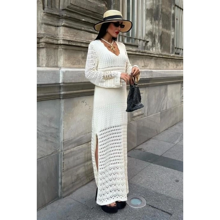 Ajur Detaylı İspanyol Kol Elbise 2840