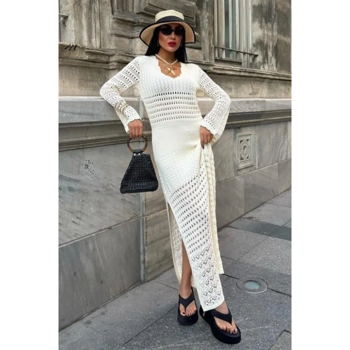 Ajur Detaylı İspanyol Kol Elbise 2840