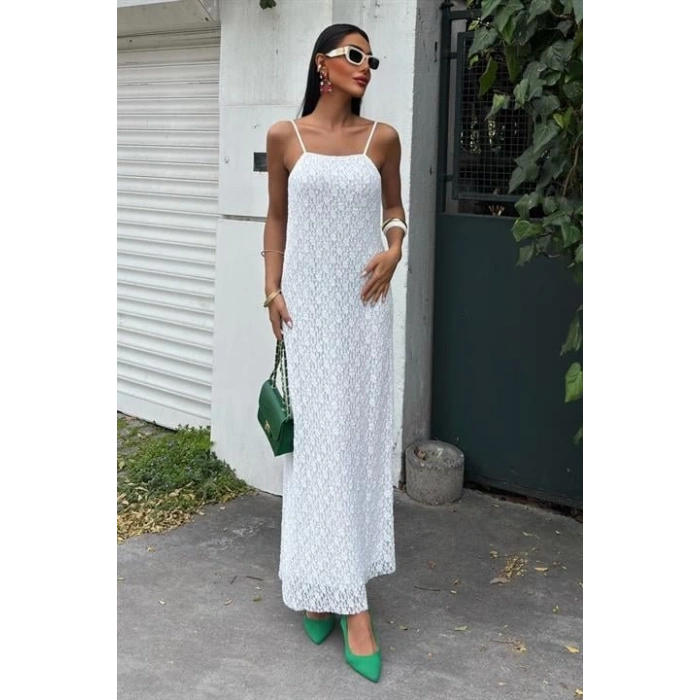 Askıları Ayarlanabilir Örme Dantel Elbise 2879