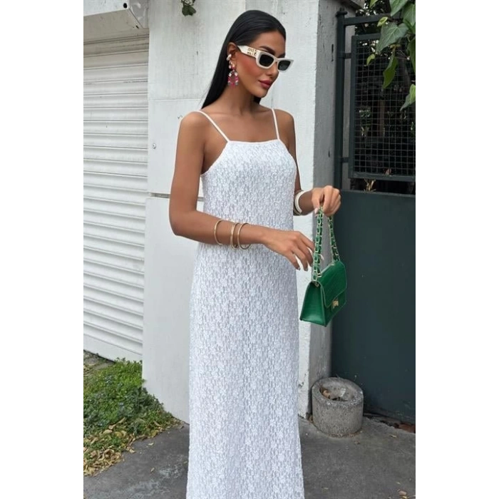 Askıları Ayarlanabilir Örme Dantel Elbise 2879